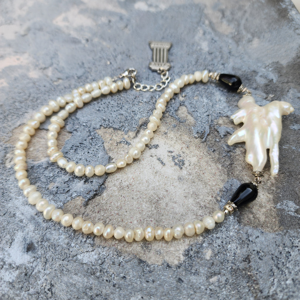 Winter Star / Boho Silver Necklace For Women Necklace Large Baroque Pearl Pendant Unique Pearls Jewelry Gift For Lady