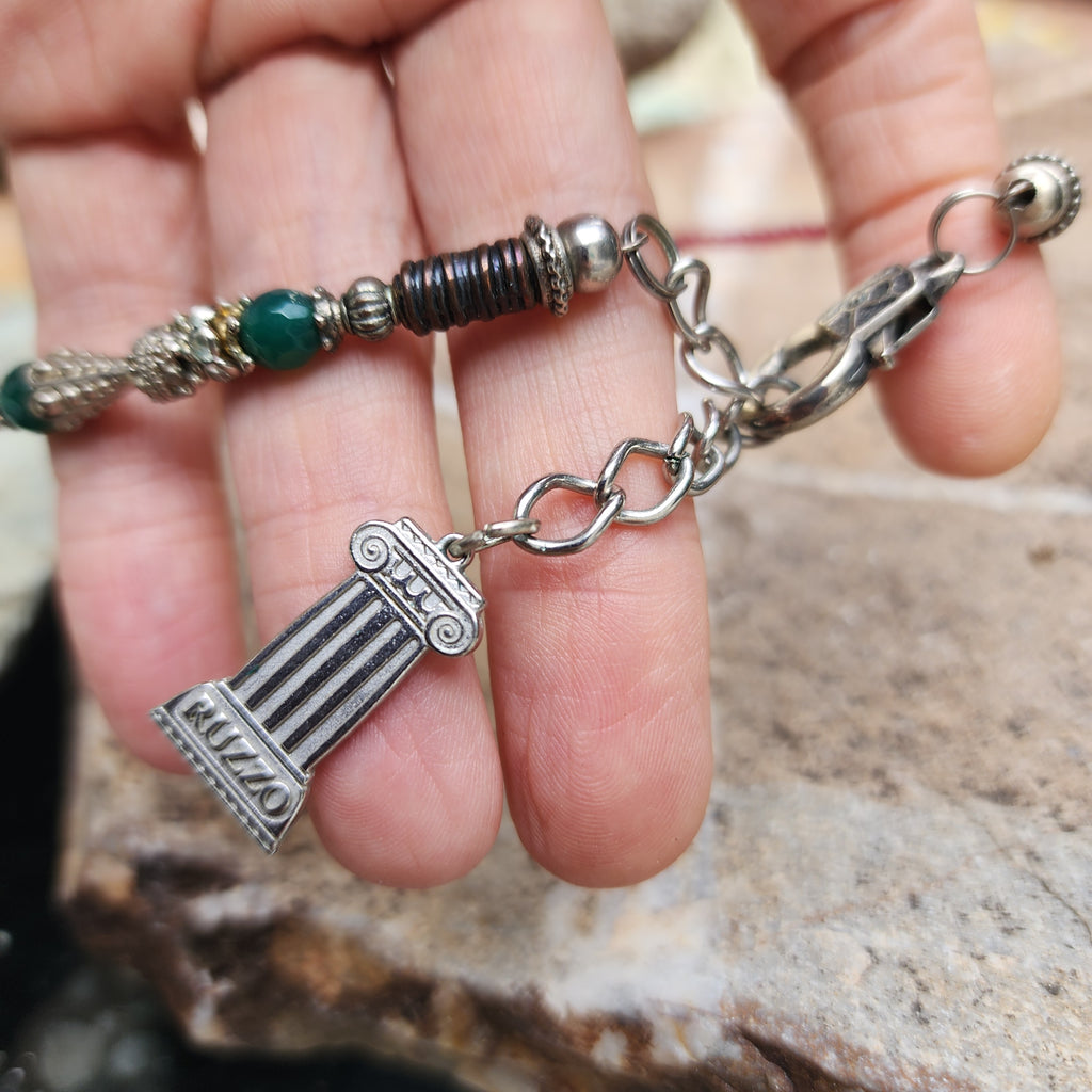 Trip To Morocco / Designer Logo Monogram Solid Sterling Silver 925 Antique Hamsa Pendant Exotic Necklace Austrian Crystal Necklace For Gift