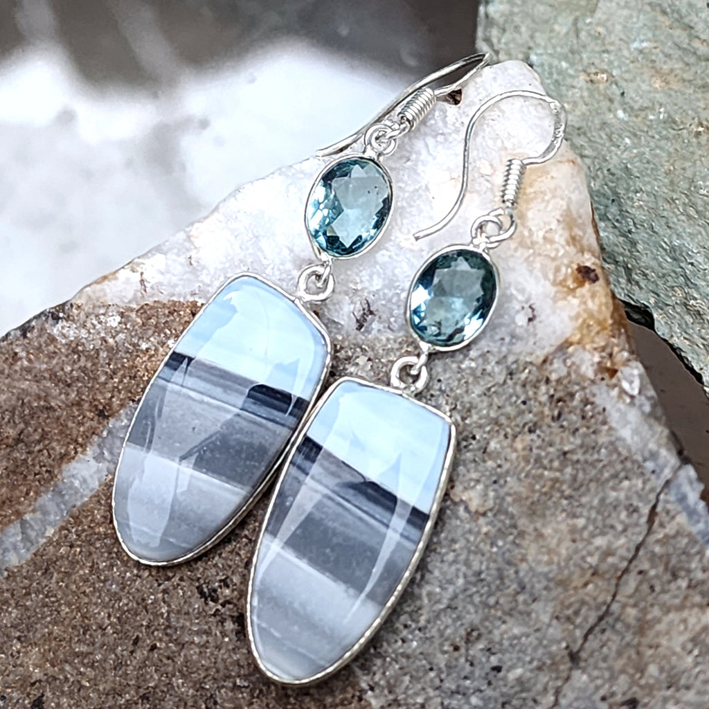 DREAMING SOUL / Silver Sterling 925 Earrings Natural Pearls Crystals Stone Hypoallergenic Jewelry Jewelry Gift For Women