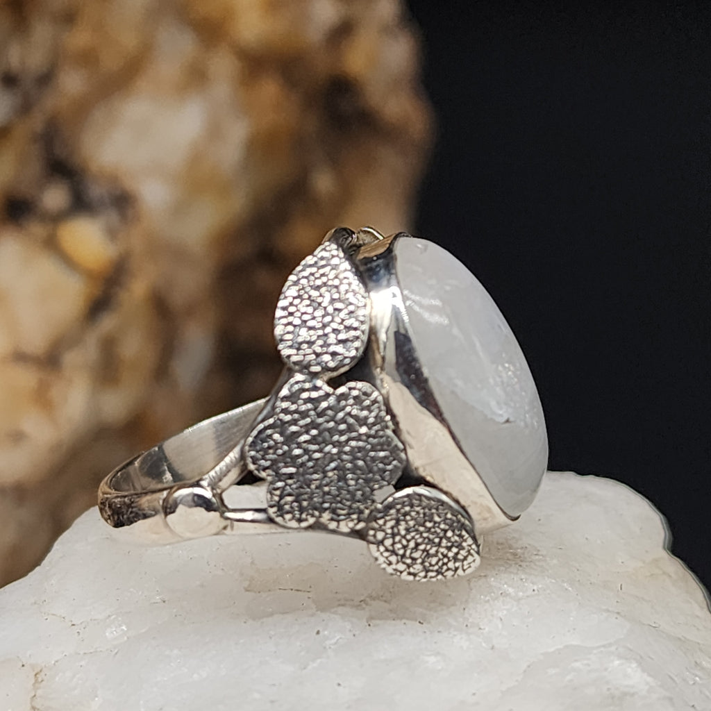 One Of The Girls / 6.3 / Designer Jewelry Natural Moonstone Stone Unique Ring Hypoallergenic Silver 925 Ring Gift for Momen