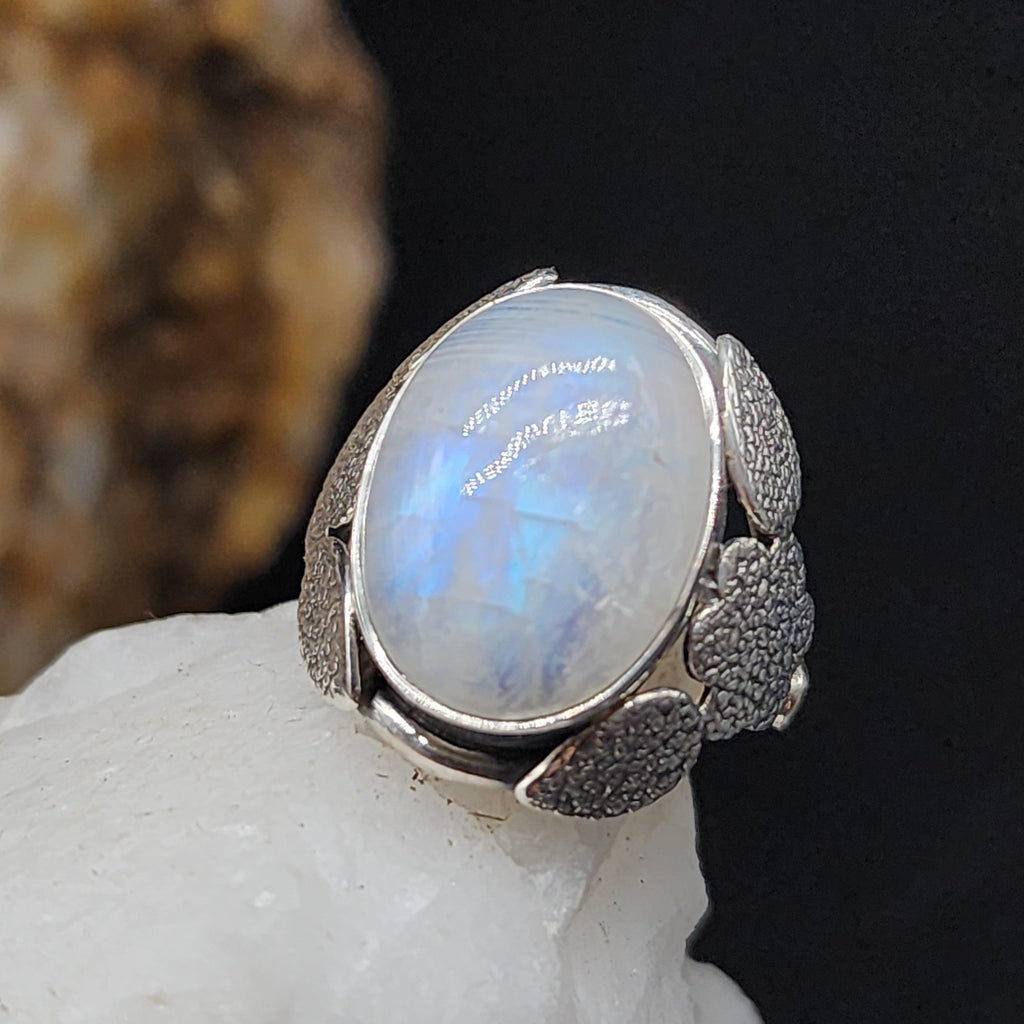 One Of The Girls / 6.3 / Designer Jewelry Natural Moonstone Stone Unique Ring Hypoallergenic Silver 925 Ring Gift for Momen