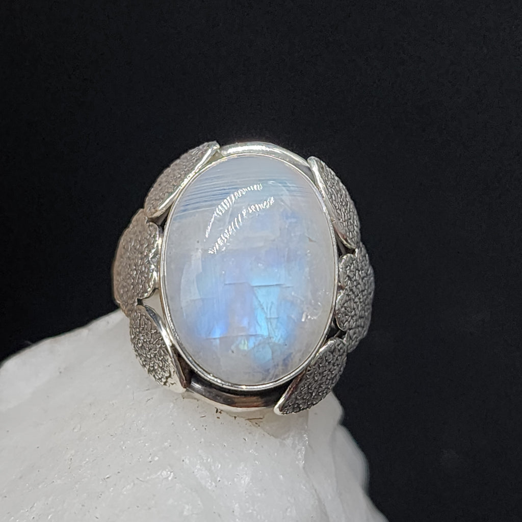 One Of The Girls / 6.3 / Designer Jewelry Natural Moonstone Stone Unique Ring Hypoallergenic Silver 925 Ring Gift for Momen