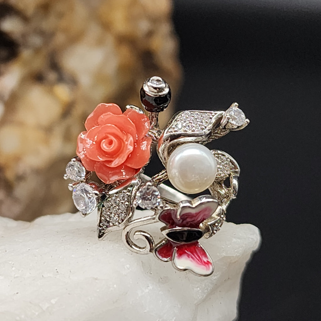 Bonjour / 9.3 / Most Popular Jewelry Silver Ring Natural Pearls Topaz Stone Hypoallergenic Jewelry Gift For Women