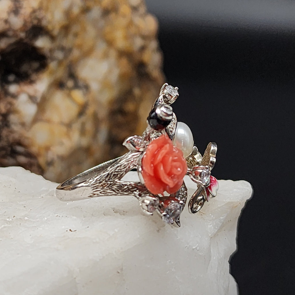 Bonjour / 9.3 / Most Popular Jewelry Silver Ring Natural Pearls Topaz Stone Hypoallergenic Jewelry Gift For Women