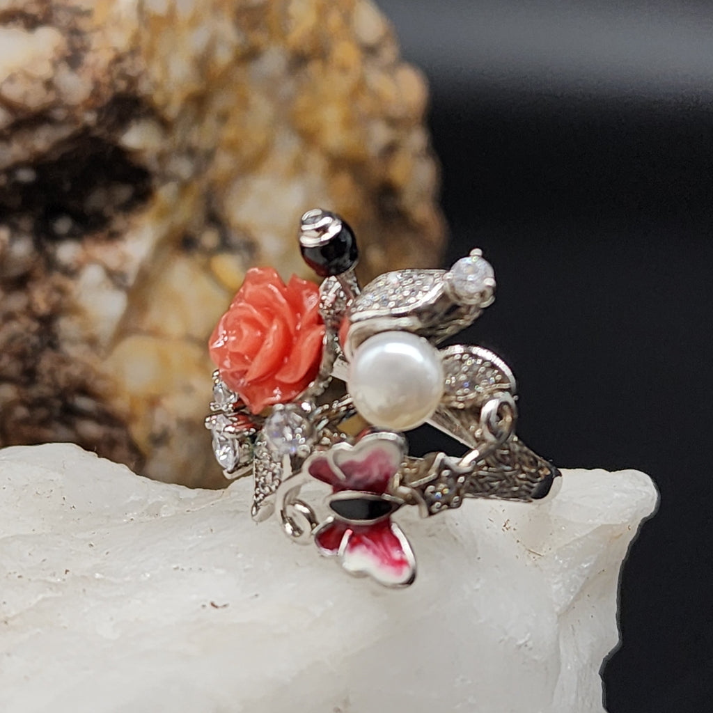 Bonjour / 9.3 / Most Popular Jewelry Silver Ring Natural Pearls Topaz Stone Hypoallergenic Jewelry Gift For Women