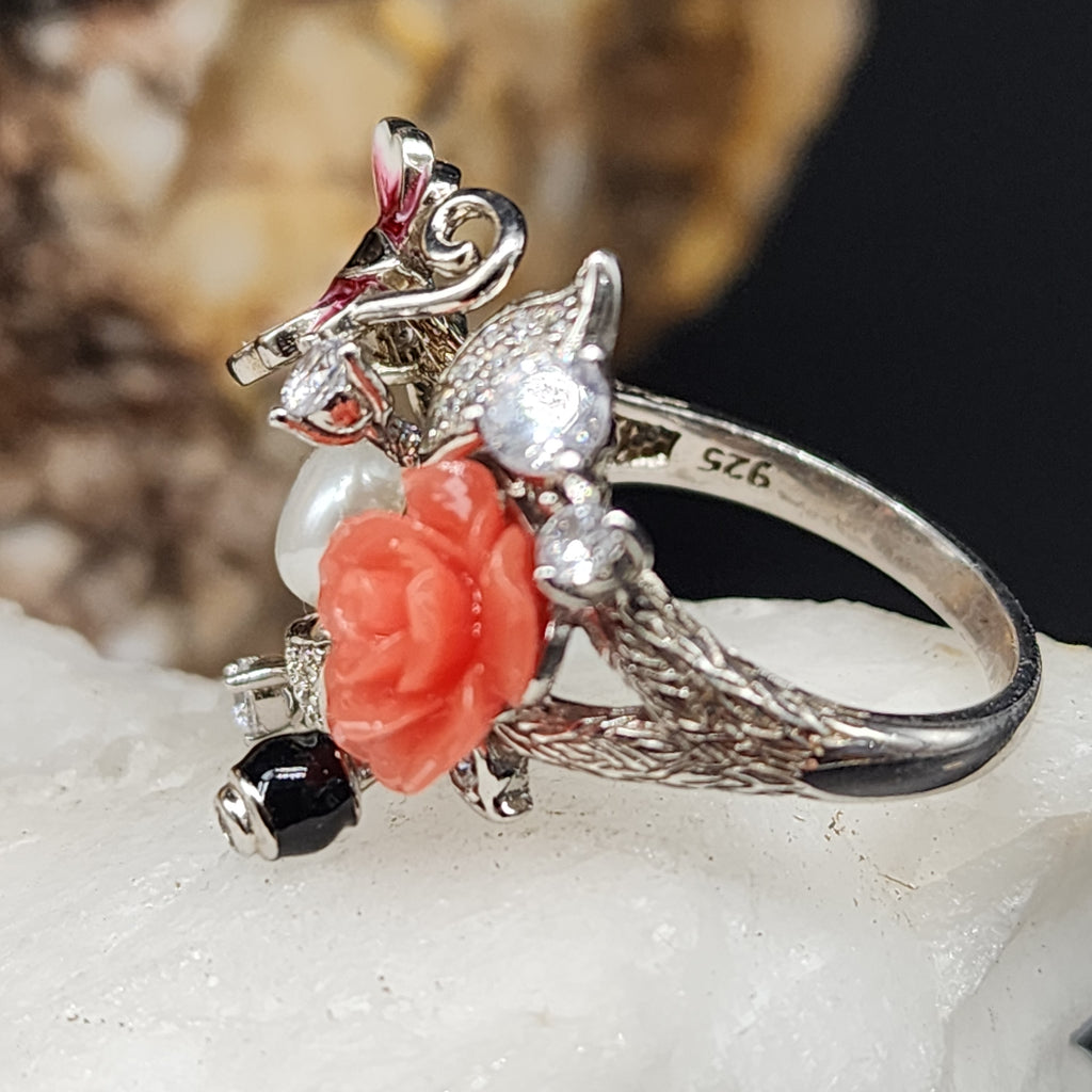 Bonjour / 9.3 / Most Popular Jewelry Silver Ring Natural Pearls Topaz Stone Hypoallergenic Jewelry Gift For Women