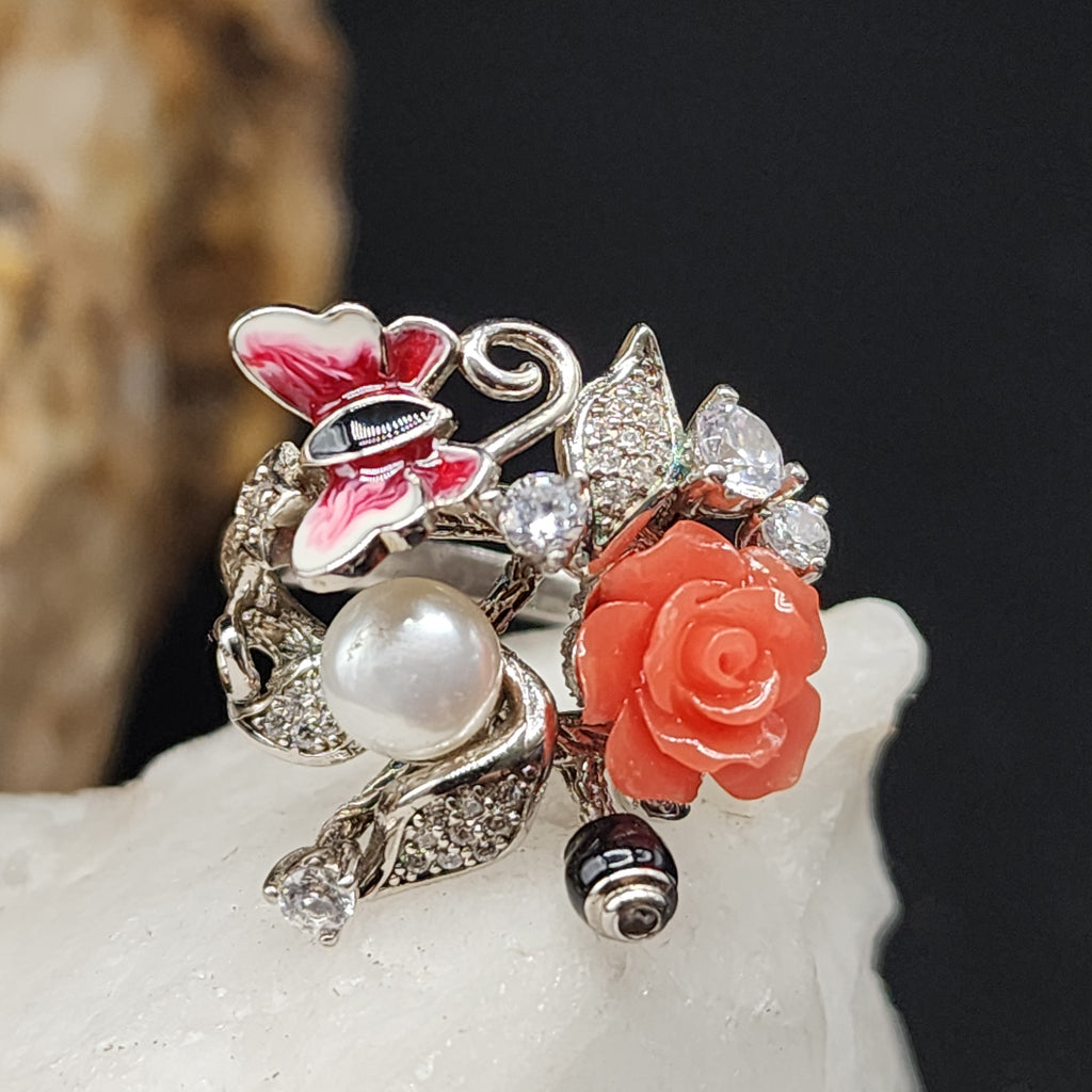 Bonjour / 9.3 / Most Popular Jewelry Silver Ring Natural Pearls Topaz Stone Hypoallergenic Jewelry Gift For Women