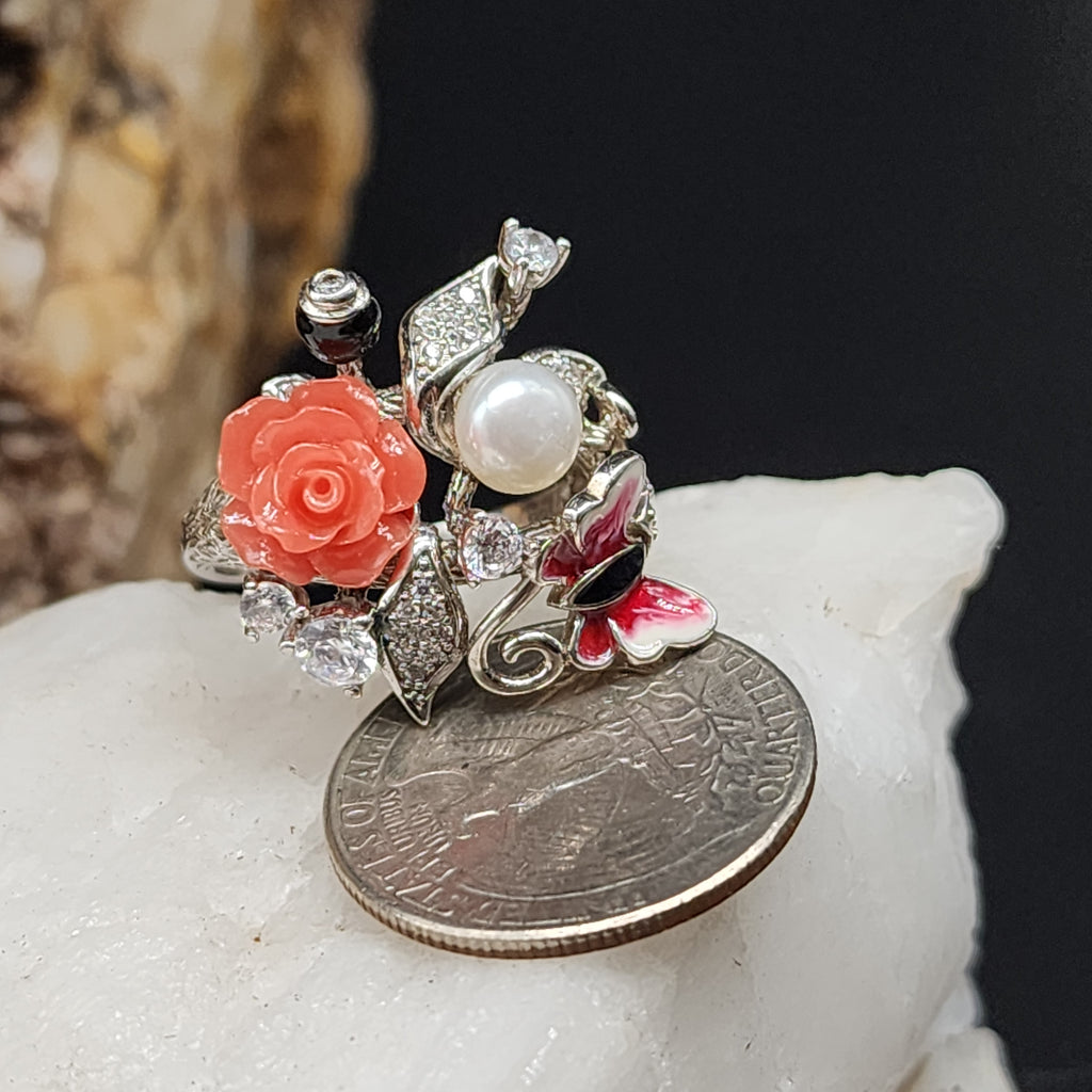 Bonjour / 9.3 / Most Popular Jewelry Silver Ring Natural Pearls Topaz Stone Hypoallergenic Jewelry Gift For Women