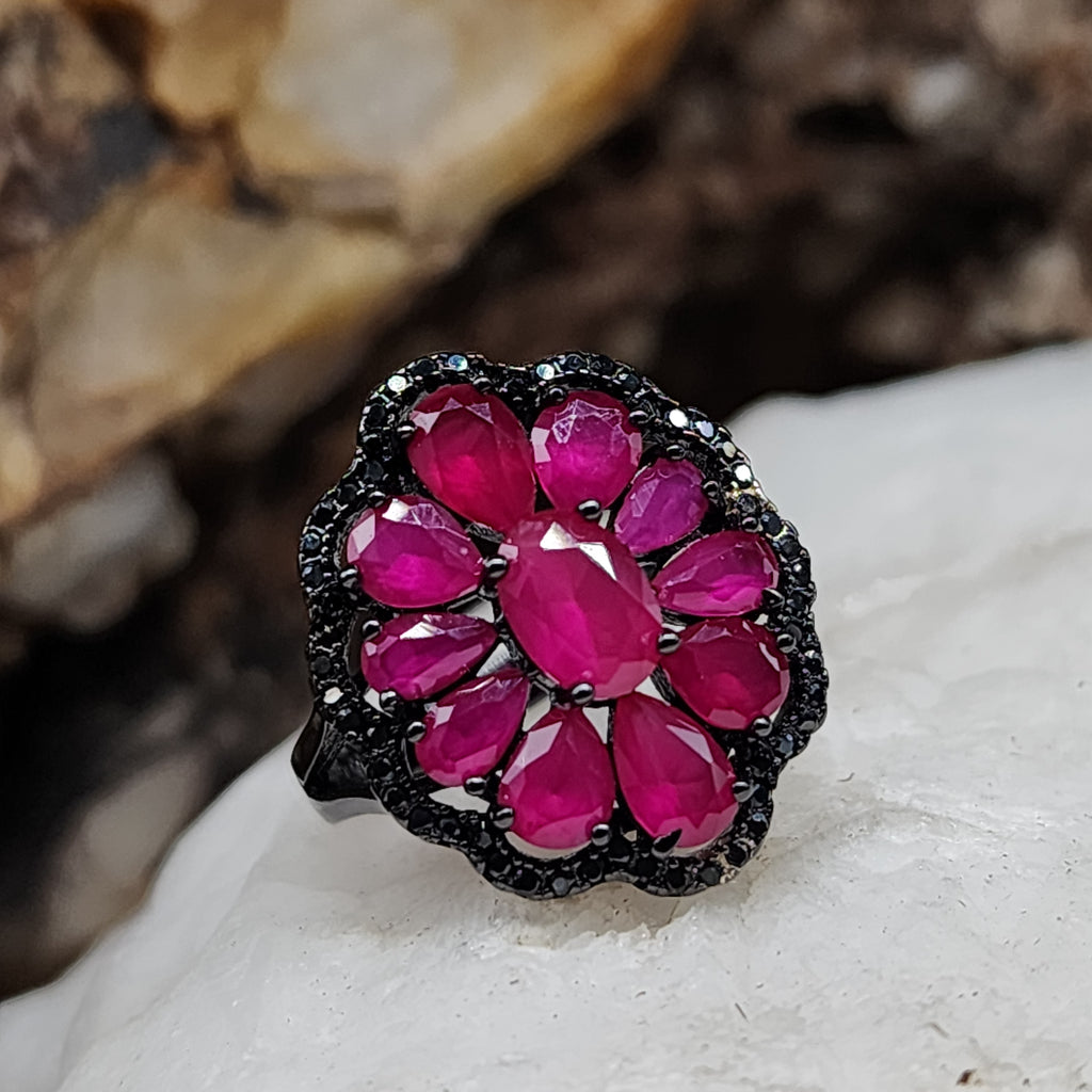 All You Need / 7 / Designer Jewelry Genuine Stone Raw Pink Ruby Unique Ring Hypoallergenic Silver 925 Ring Gift for Momen