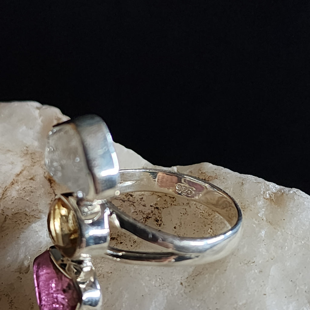 Three Wishes / 8 / Designer Jewelry Citrine Stone Unique Ring Hypoallergenic Silver 925 Ring Gift for Momen