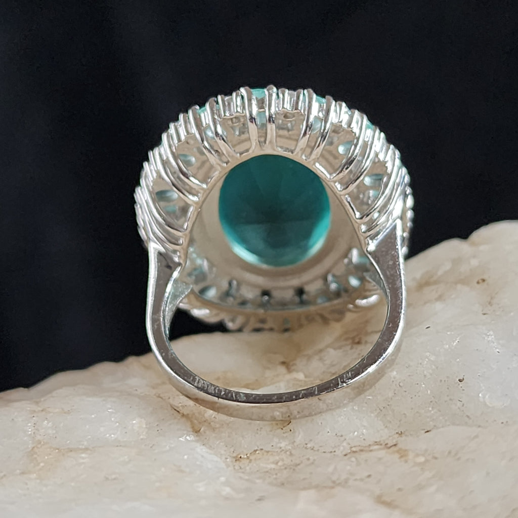 HOPE / 9 / Designer Jewelry Blue Chalcedony Stone Unique Ring Hypoallergenic Silver 925 Ring Gift for Momen