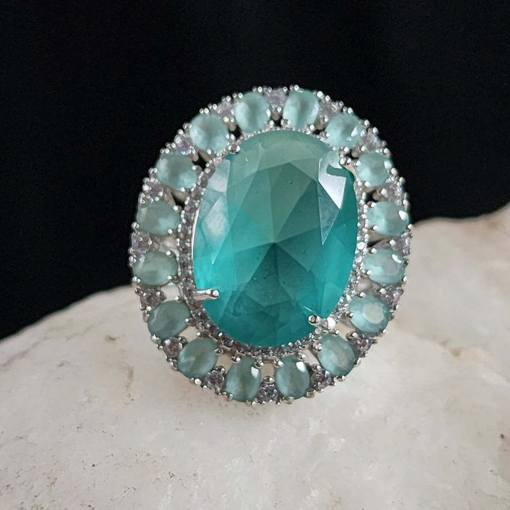 HOPE / 9 / Designer Jewelry Blue Chalcedony Stone Unique Ring Hypoallergenic Silver 925 Ring Gift for Momen