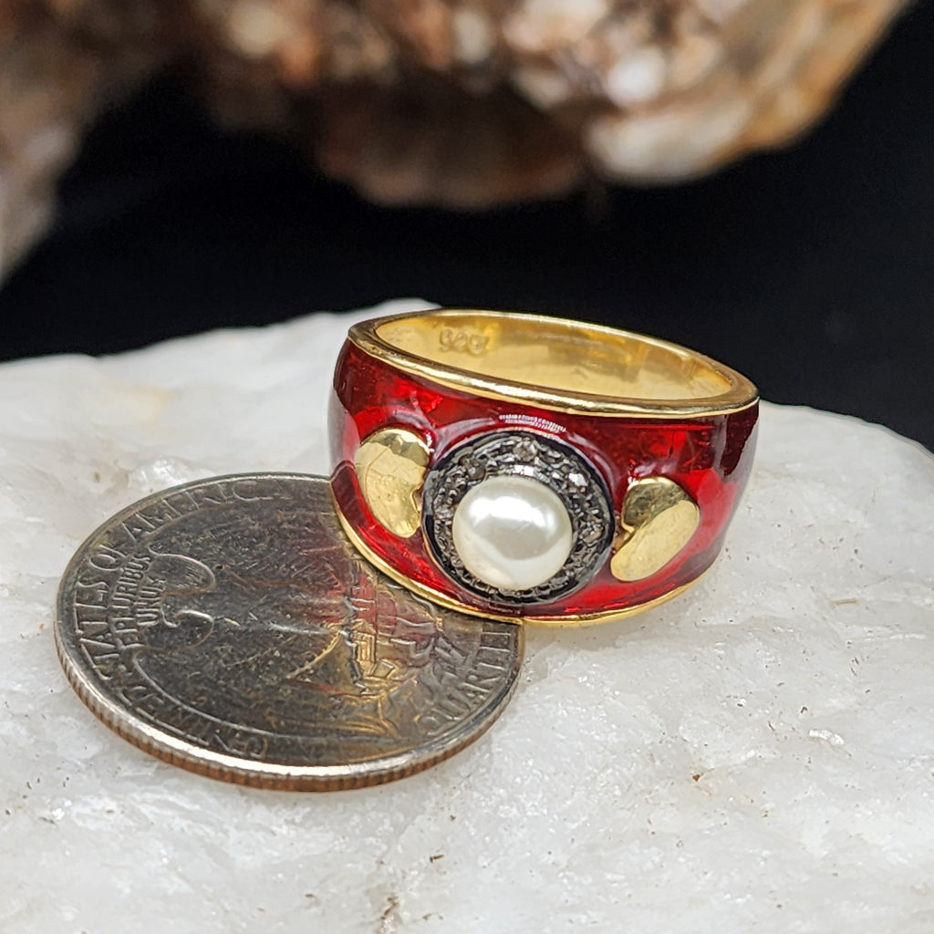 VIVA LA VIDA / 9 / Silver Gold Ring Natural Pearls Stone Hypoallergenic Jewelry Most Popular Jewelry Gift For Women