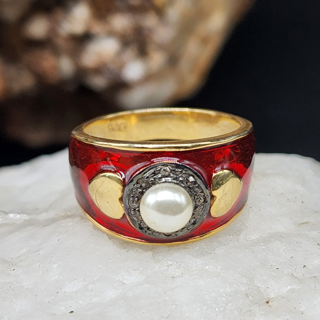 VIVA LA VIDA / 9 / Silver Gold Ring Natural Pearls Stone Hypoallergenic Jewelry Most Popular Jewelry Gift For Women