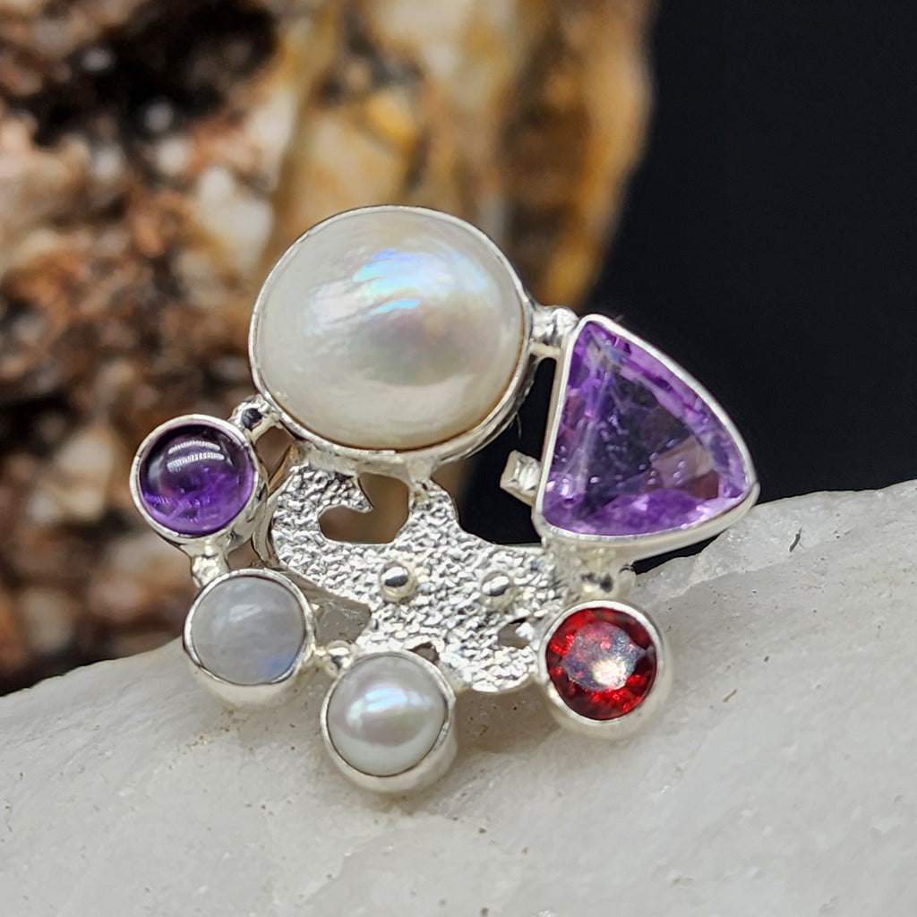 ALLIANCE / 6 / Designer Silver Ring Natural Pearls Stone Hypoallergenic Jewelry Most Popular Jewelry Gift For Women