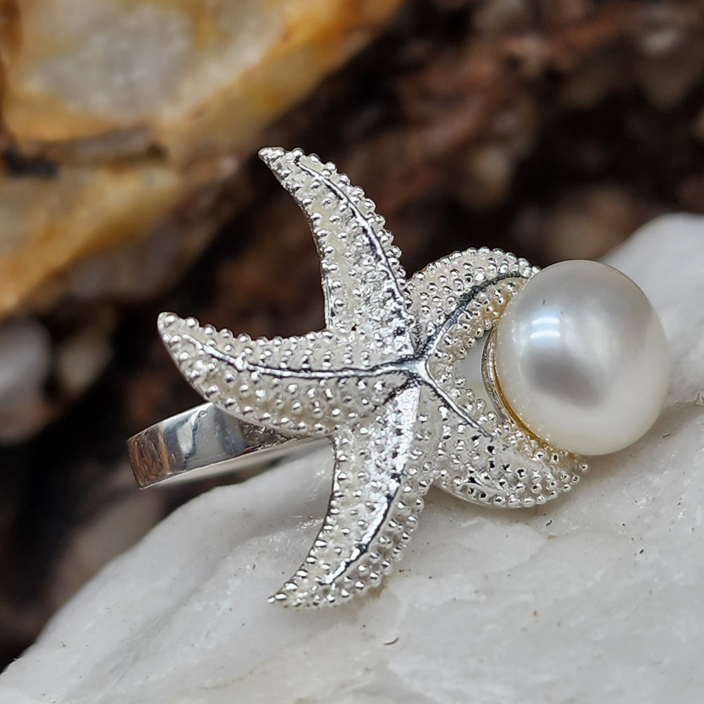 Islander Treasure / 8 / Silver Ring Natural Pearls Stone Hypoallergenic Jewelry Most Popular Jewelry Gift For Women