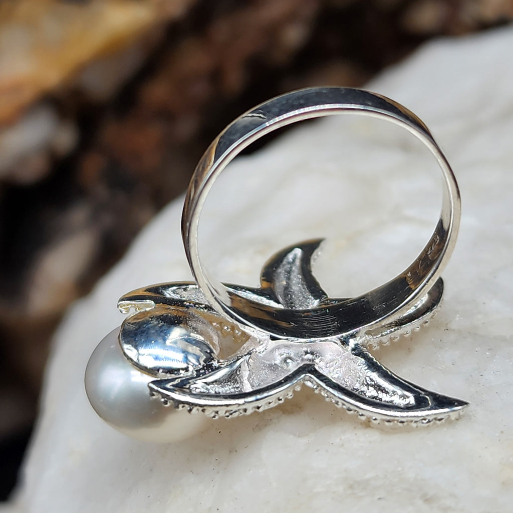 Islander Treasure / 8 / Silver Ring Natural Pearls Stone Hypoallergenic Jewelry Most Popular Jewelry Gift For Women