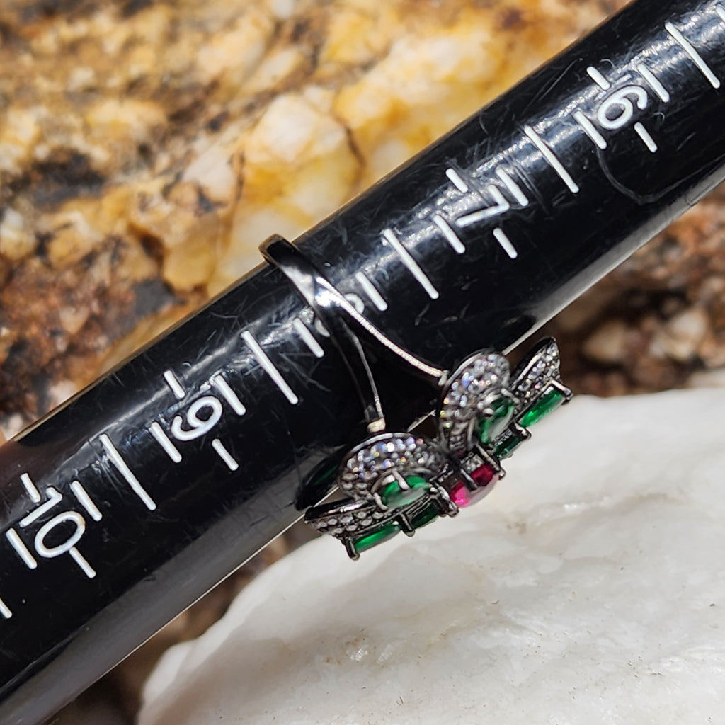 Lombardy / 8 / Designer Jewelry White Topaz Spinel Ruby Unique Ring Hypoallergenic Silver 925 Ring Gift for Momen