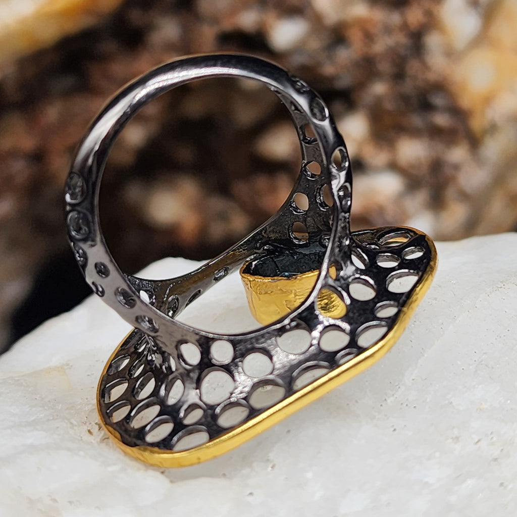 RARE FEELINGS / 8 / Designer Jewelry Aquamarine Stone Unique Ring Hypoallergenic Silver 925 Ring Gift for Momen