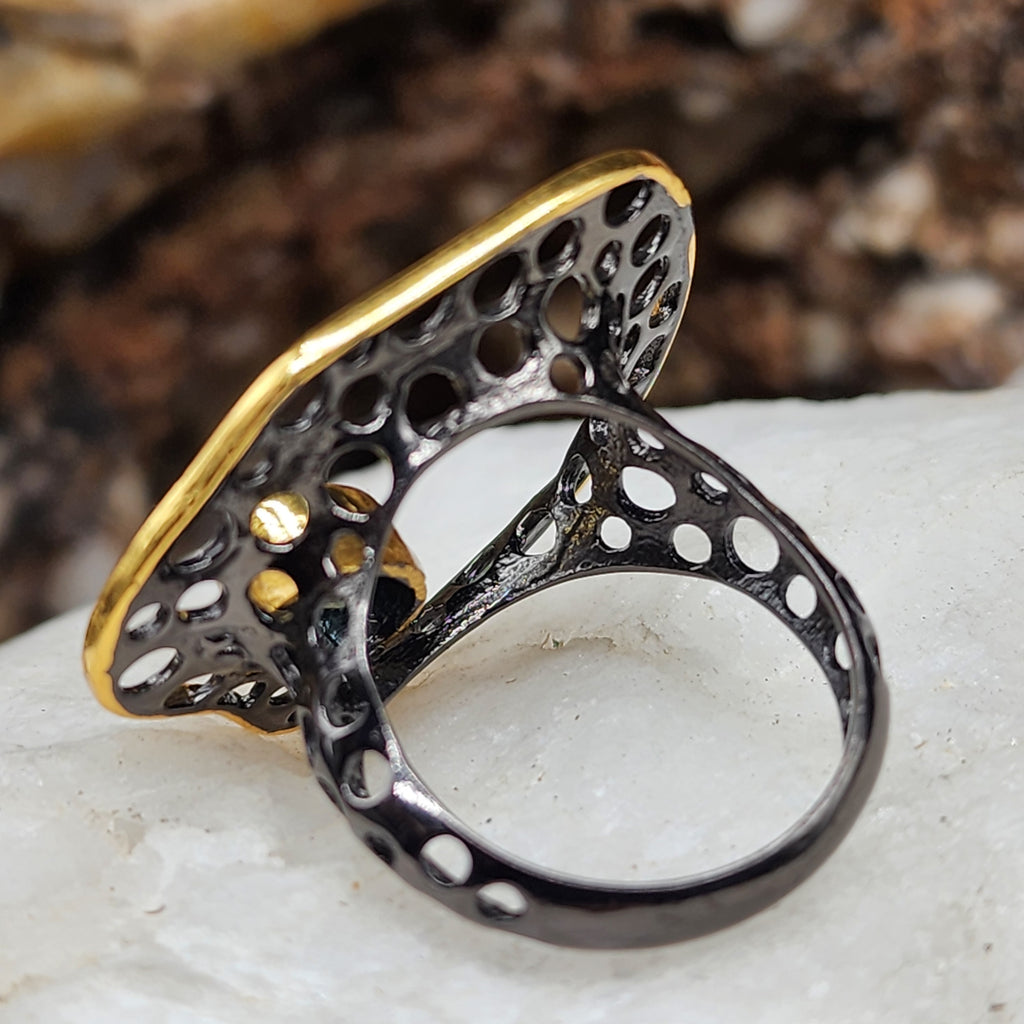 RARE FEELINGS / 8 / Designer Jewelry Aquamarine Stone Unique Ring Hypoallergenic Silver 925 Ring Gift for Momen