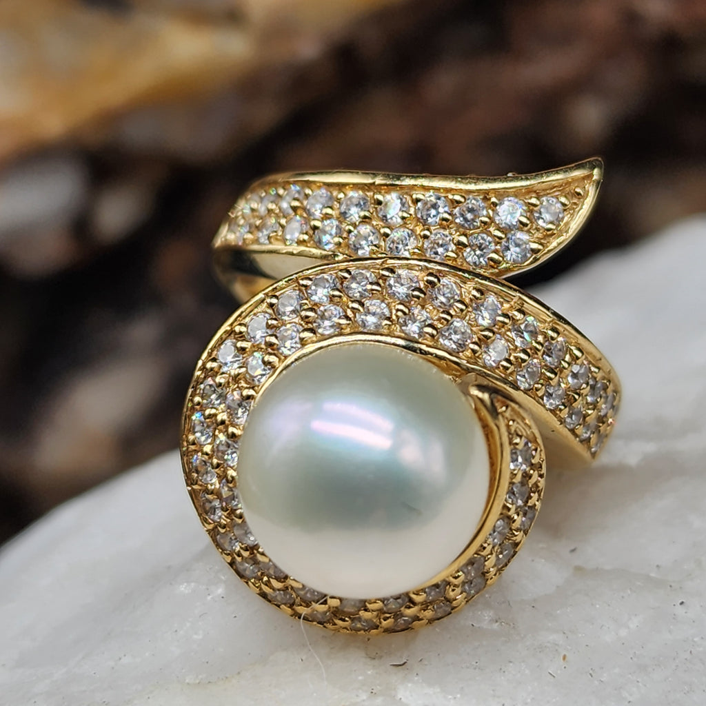 Know Me Better / 8 / Designer Gold Solid 535/ 14k Ring Natural Pearl Stone Hypoallergenic Jewelry Most Popular Jewelry Gift For Women