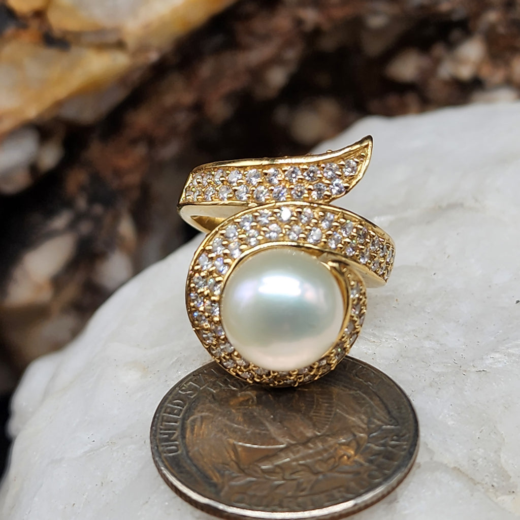 Know Me Better / 8 / Designer Gold Solid 535/ 14k Ring Natural Pearl Stone Hypoallergenic Jewelry Most Popular Jewelry Gift For Women