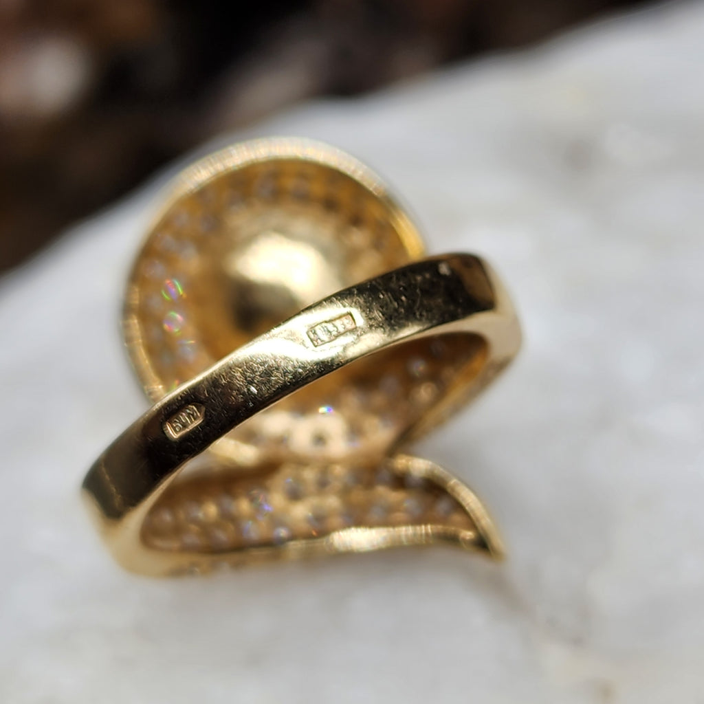 Know Me Better / 8 / Designer Gold Solid 535/ 14k Ring Natural Pearl Stone Hypoallergenic Jewelry Most Popular Jewelry Gift For Women