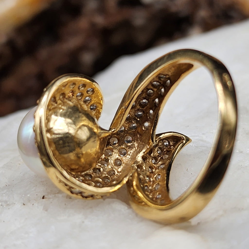 Know Me Better / 8 / Designer Gold Solid 535/ 14k Ring Natural Pearl Stone Hypoallergenic Jewelry Most Popular Jewelry Gift For Women