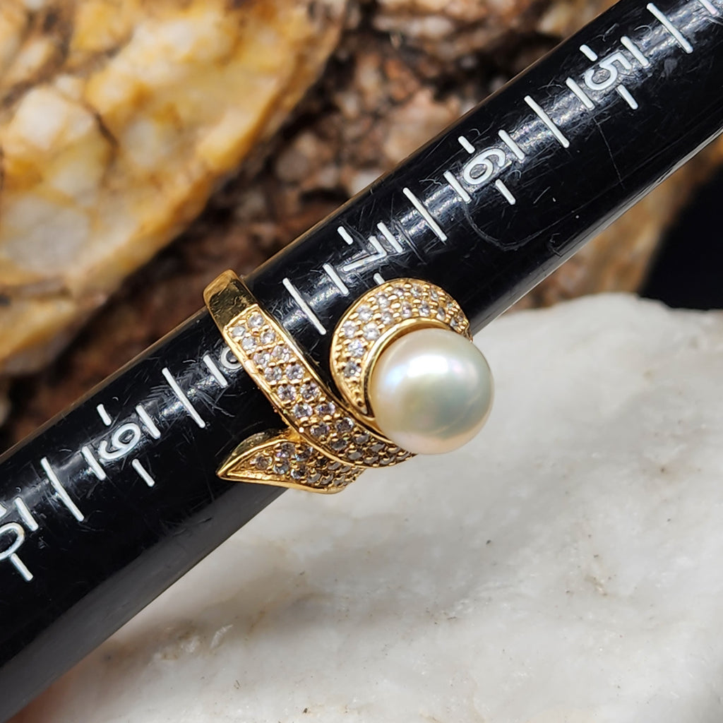 Know Me Better / 8 / Designer Gold Solid 535/ 14k Ring Natural Pearl Stone Hypoallergenic Jewelry Most Popular Jewelry Gift For Women