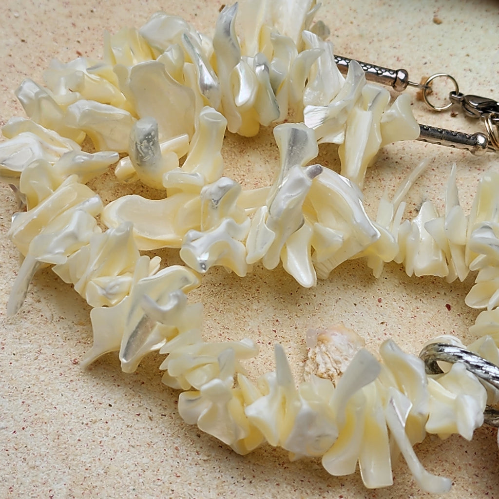 WRECK BAR / Designer Jewelry Large Ocean Shell Necklace Shell Mother Of Pearl Stone Necklace Boho Seashell Mermade Necklace