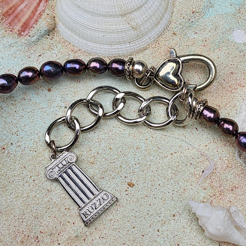 X MER CAMILLA / Designer Jewelry Large Ocean Shell Necklace Shell Mother Of Pearl Stone Necklace Black Tahitian Pearl Necklace