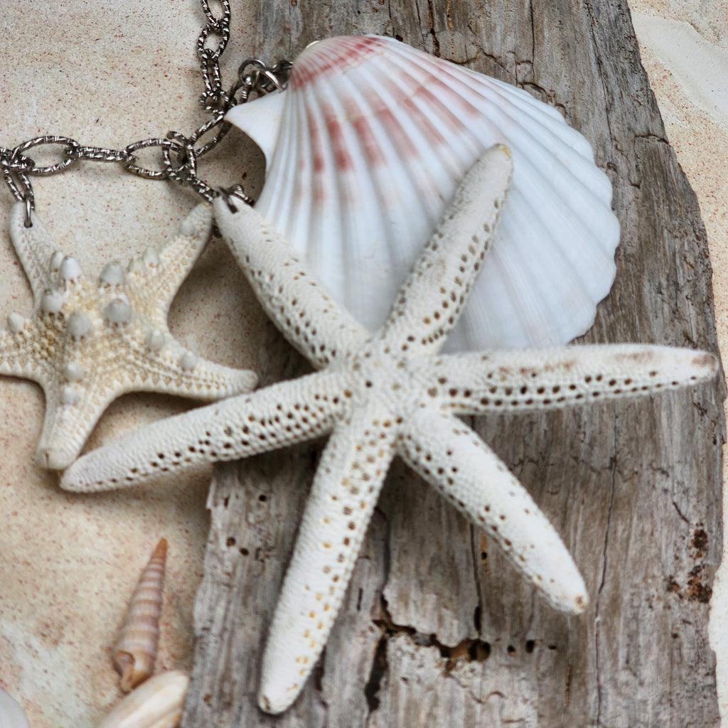 HOLLYWOOD MERMAIDS / Designer Mermade Jewelry Large Sea Star Necklace Ocean Shells Necklace Boho Necklace for Mermade