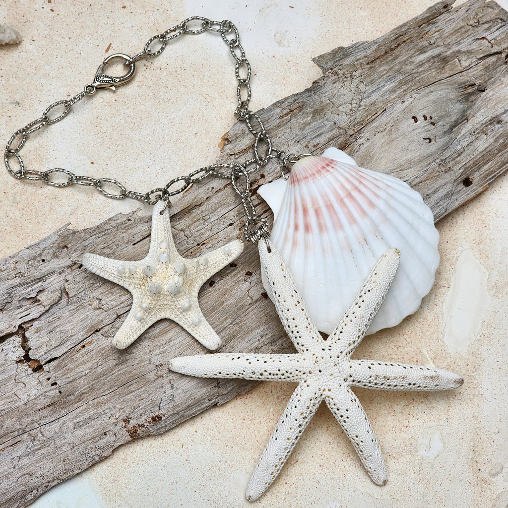 HOLLYWOOD MERMAIDS / Designer Mermade Jewelry Large Sea Star Necklace Ocean Shells Necklace Boho Necklace for Mermade