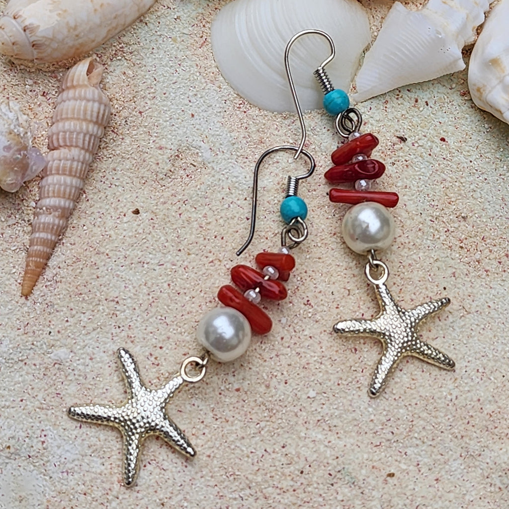 ARIEL / Floral Jewelry Silver Earrings Natural Coral Pearls Stone Hypoallergenic Jewelry Most Popular Jewelry Gift For Women