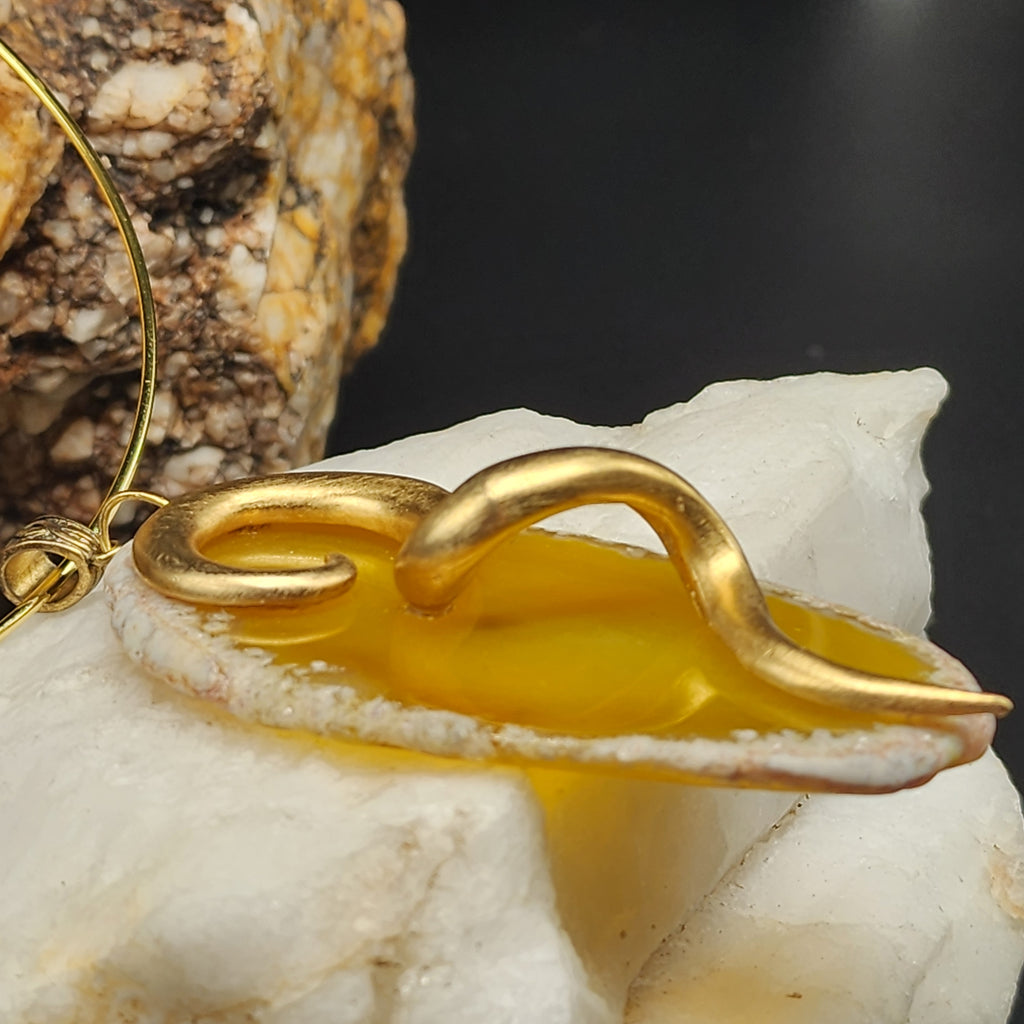 MY HONEY / Artisan Boho Necklace Designer Jewelry Vintage Gold Pendant Natural Agate Stone Simple Necklace Gift For Women