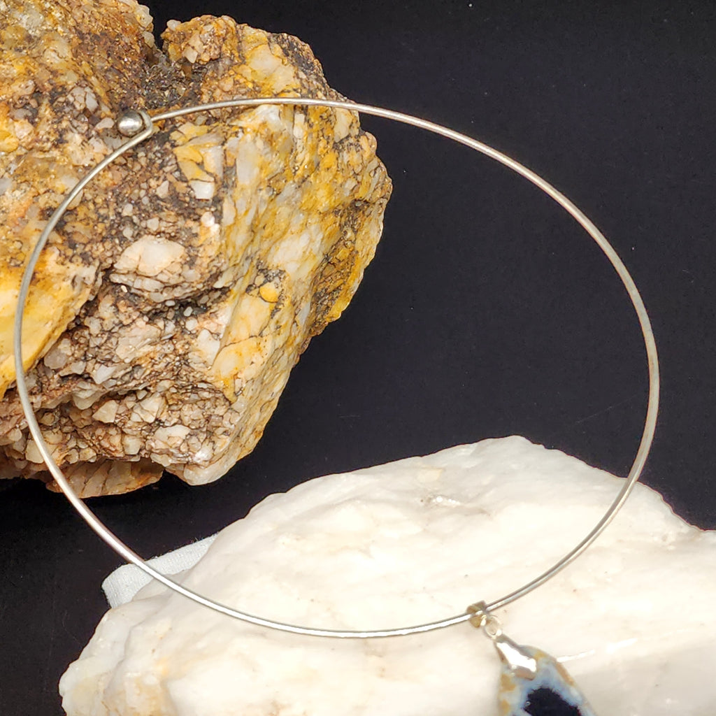 Suki Smock / Artisan Boho Necklace Designer Jewelry Silver Lizard Pendant Natural Black Agate Stone Unique Necklace Gift For Lady