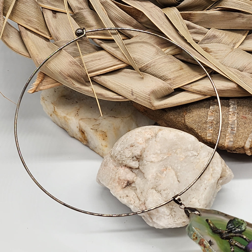 VINTAGE ROSE / Artisan Boho Necklace Designer Jewelry Silver Flower Pendant Natural Green Agate Stone Unique Necklace Gift For Lady