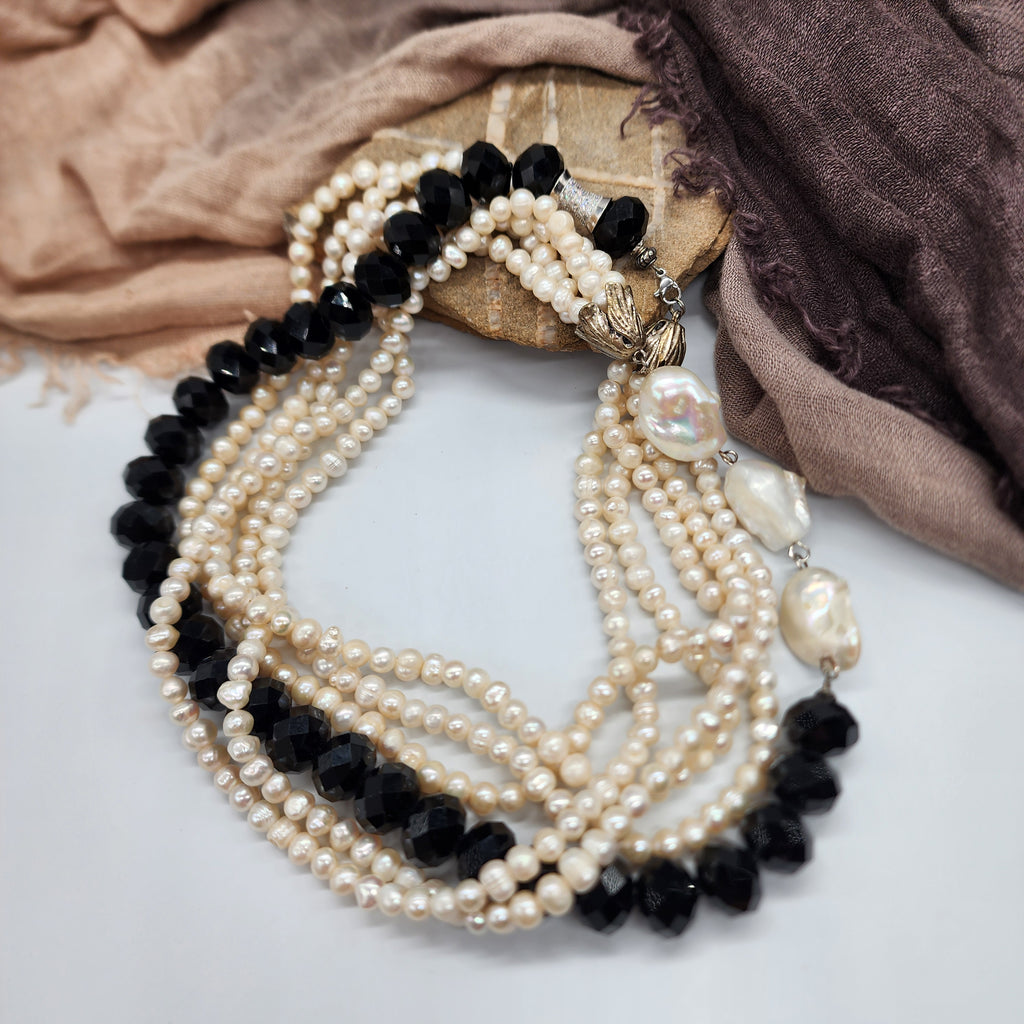 Mother of the Bride / Designer Jewelry Silver Pendant Large Genuine Baroque Pearl Unique Pearls Jewelry Gift For Lady Big Pearl Necklace