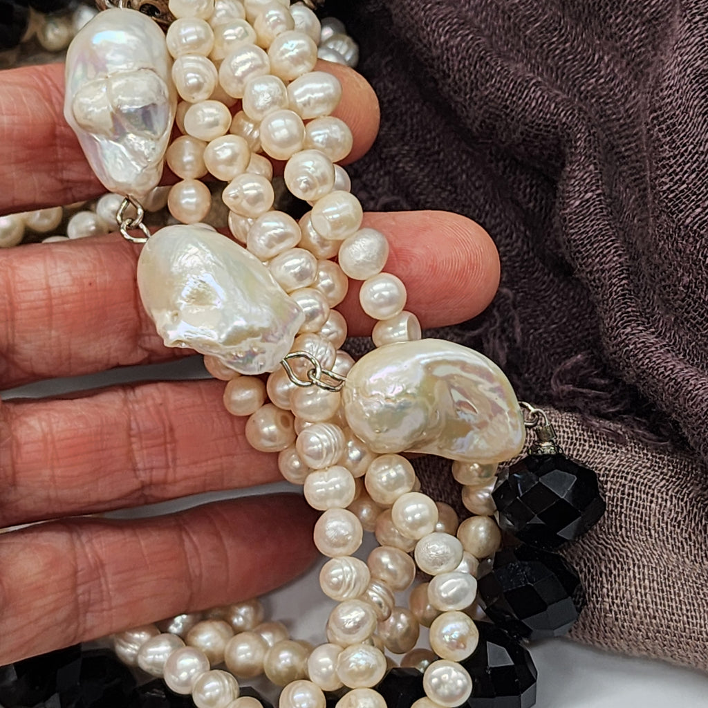 Mother of the Bride / Designer Jewelry Silver Pendant Large Genuine Baroque Pearl Unique Pearls Jewelry Gift For Lady Big Pearl Necklace