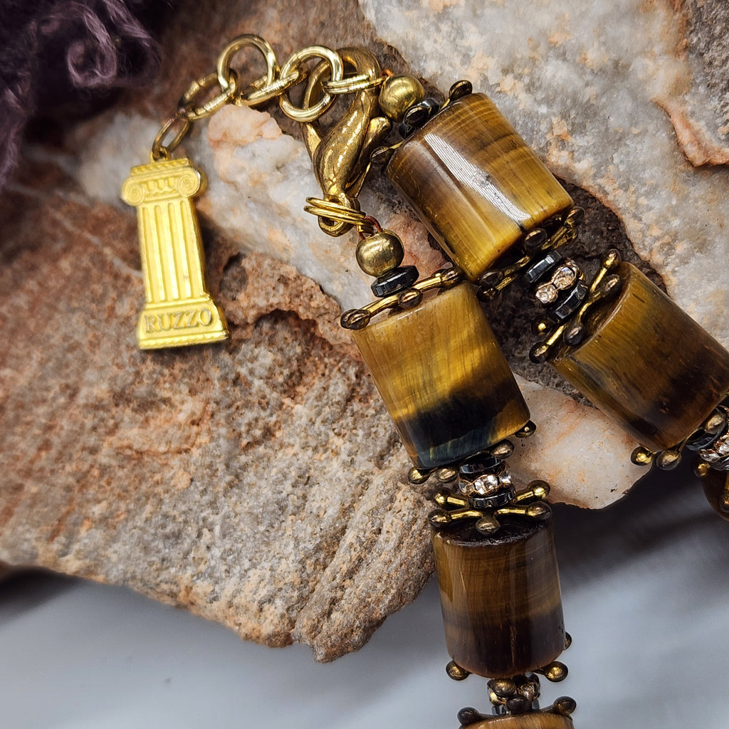 Golden Age / Golden Tiger Eye Gemstone Necklace Large chunky massive Necklace Beaded Mystic Spell Necklace Celestial Jewelry