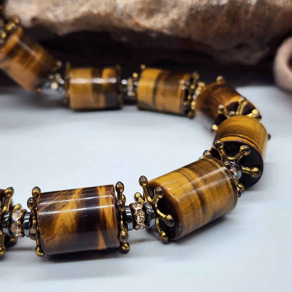 Golden Age / Golden Tiger Eye Gemstone Necklace Large chunky massive Necklace Beaded Mystic Spell Necklace Celestial Jewelry