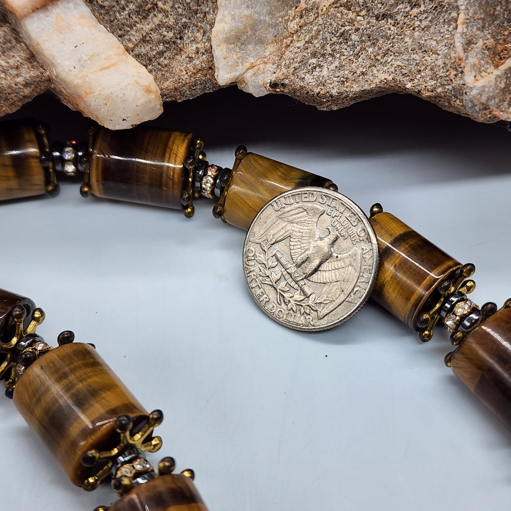 Golden Age / Golden Tiger Eye Gemstone Necklace Large chunky massive Necklace Beaded Mystic Spell Necklace Celestial Jewelry