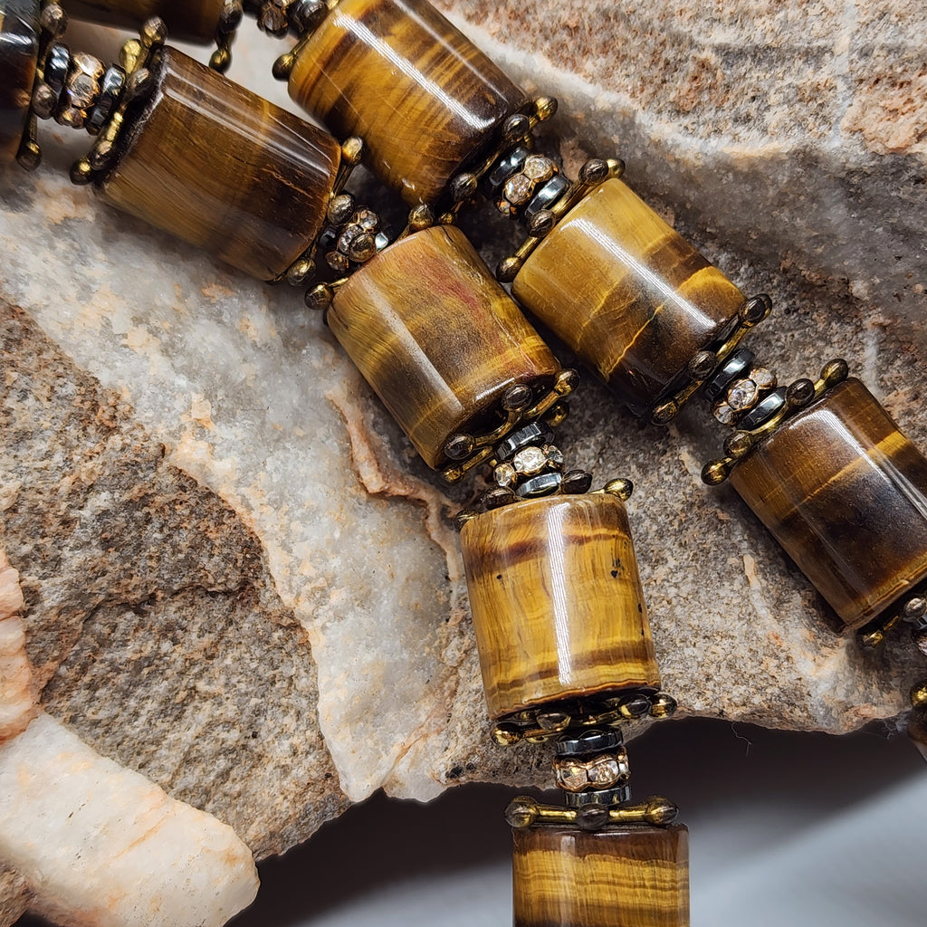 Golden Age / Golden Tiger Eye Gemstone Necklace Large chunky massive Necklace Beaded Mystic Spell Necklace Celestial Jewelry