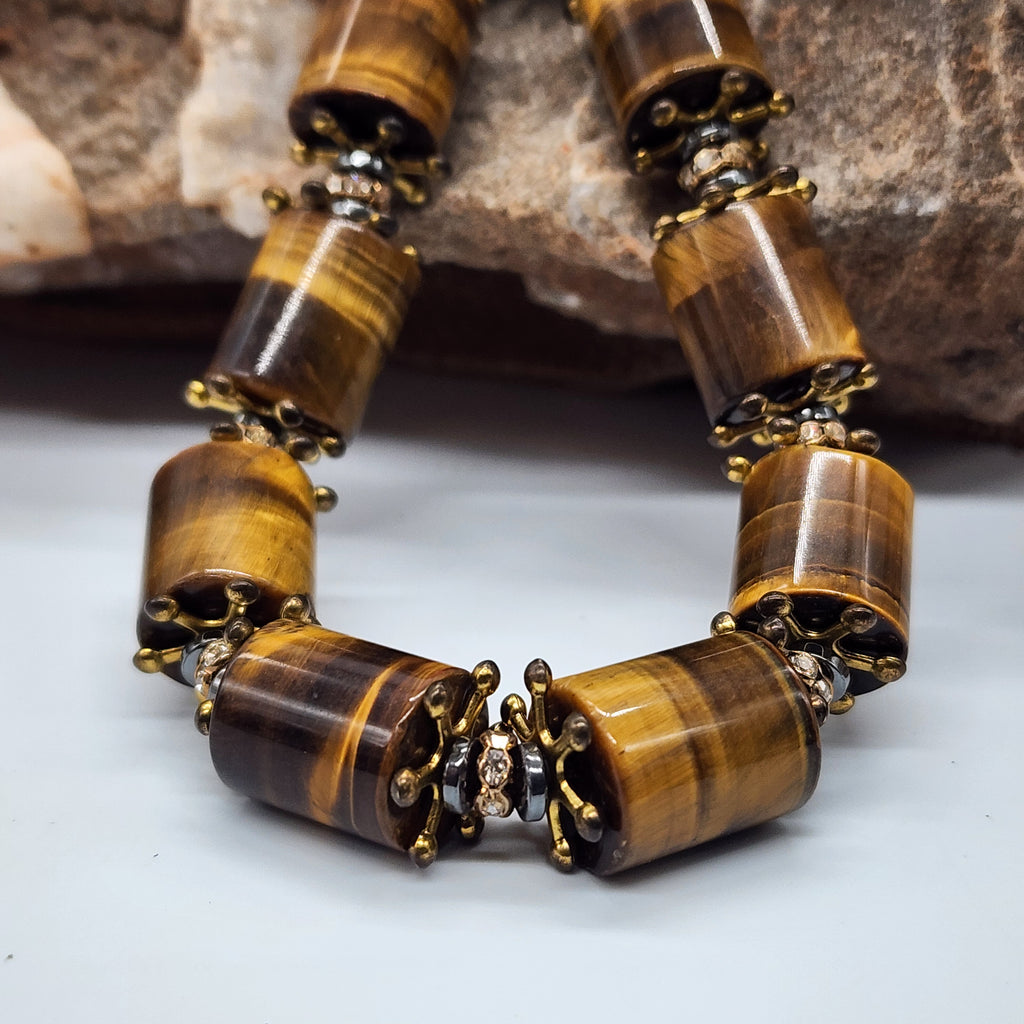 Golden Age / Golden Tiger Eye Gemstone Necklace Large chunky massive Necklace Beaded Mystic Spell Necklace Celestial Jewelry