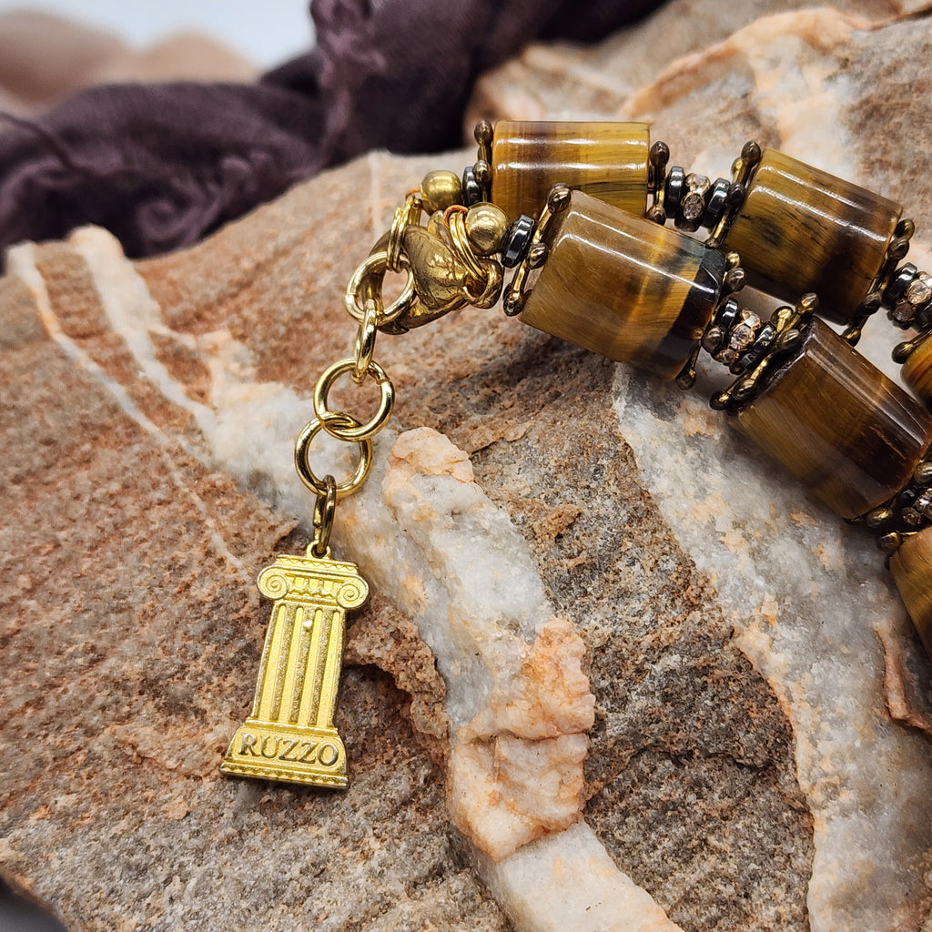 Golden Age / Golden Tiger Eye Gemstone Necklace Large chunky massive Necklace Beaded Mystic Spell Necklace Celestial Jewelry