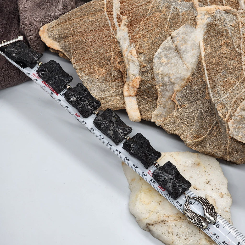 Crystal Eagle / Dwsigner Mens Bracelet Size 9.5 Mens Jewelry Eagle Clasp Lava Stone Mens