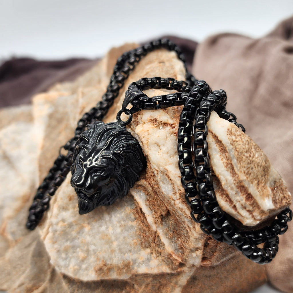 Black Power / Chain Necklace For Mens Lion Massive Necklace Hypoallergenic Gift for Man