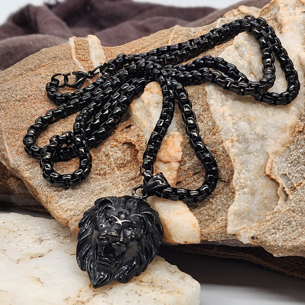 Black Power / Chain Necklace For Mens Lion Massive Necklace Hypoallergenic Gift for Man