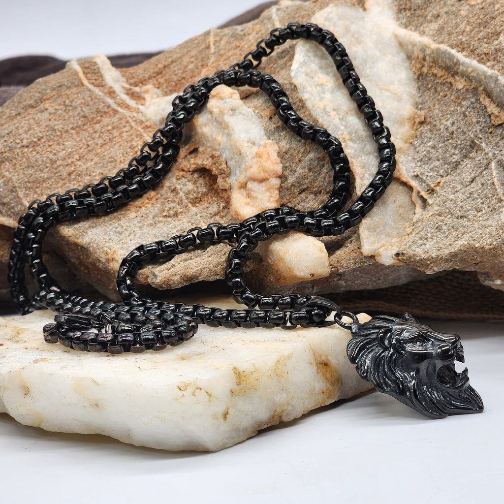 Black Power / Chain Necklace For Mens Lion Massive Necklace Hypoallergenic Gift for Man