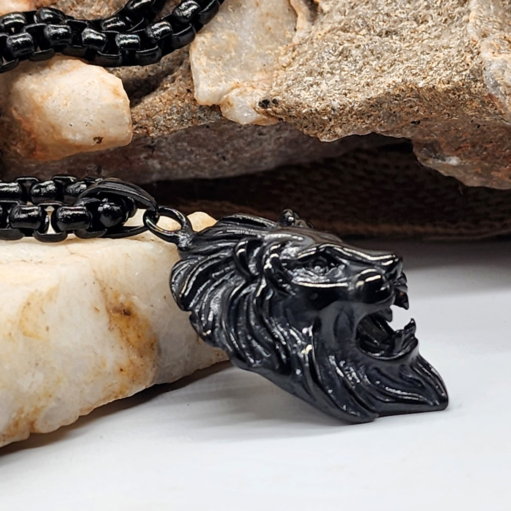 Black Power / Chain Necklace For Mens Lion Massive Necklace Hypoallergenic Gift for Man